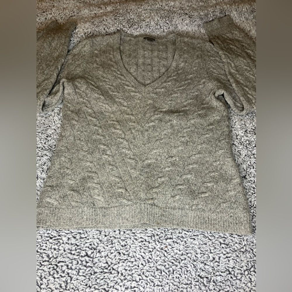 ANN TAYLOR M Preppy Grey 100% Extra Fine Merino Wool Sweater